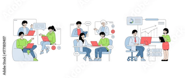 Fototapeta Collaborative Office Tasks Vector Illustration