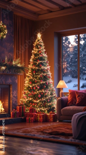 Obraz christmas tree with gifts