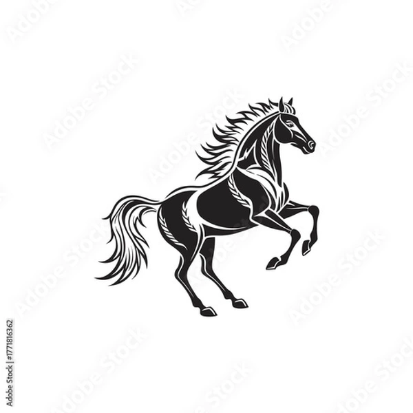 Fototapeta Elegant Black Horse Silhouette Vector on White Background