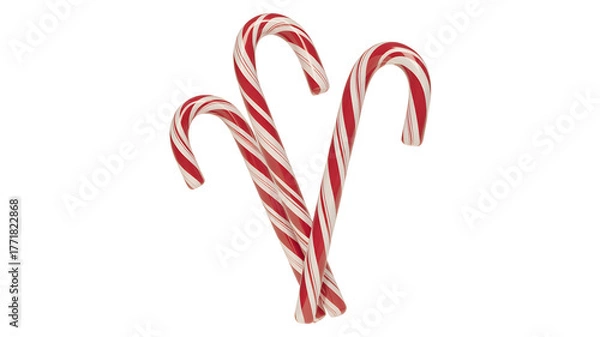 Obraz Three candy canes isolated on transparent background