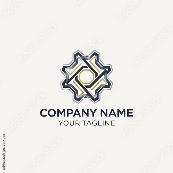 Fototapeta Abstract Geometric Logo Design with Interlocking Shapes and Modern Aesthetic.