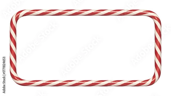 Obraz Rectangular candy cane frame isolated on transparent background