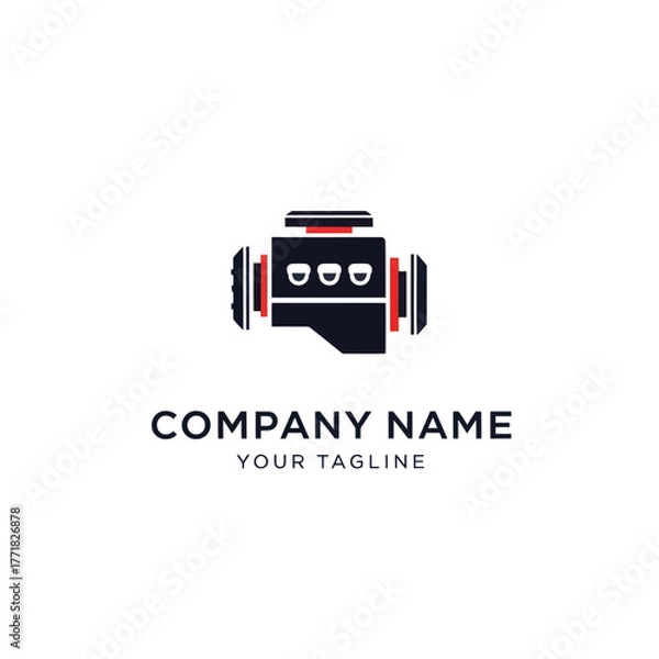 Fototapeta Modern flat vector logo of a car engine block.