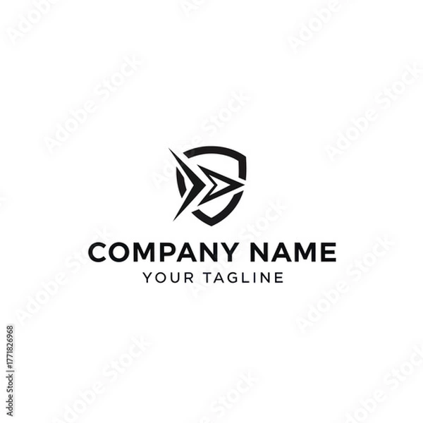 Fototapeta Modern Shield Logo with Arrow Design for Security and Speed.