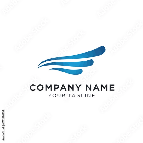 Fototapeta Abstract Blue Wave Logo Design for Company Branding and Identity.