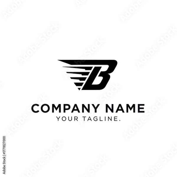 Fototapeta Creative Letter B Logo with Speed Lines and Motion Effect.