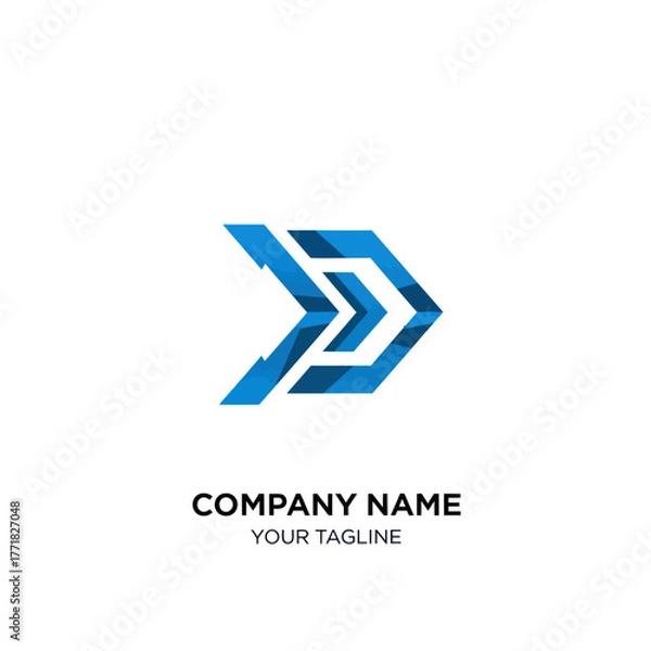 Fototapeta Abstract Blue Arrow Logo Design with Geometric Shapes and Modern Style.