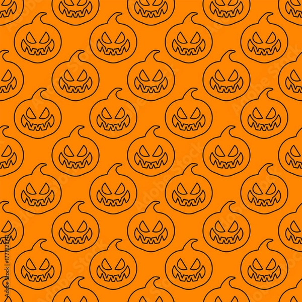 Obraz Pumpkin Halloween Pattern Background. Wallpaper. Vector Illustration