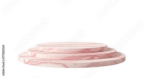 Fototapeta Tiered round pedestal display stand with pink marble texture