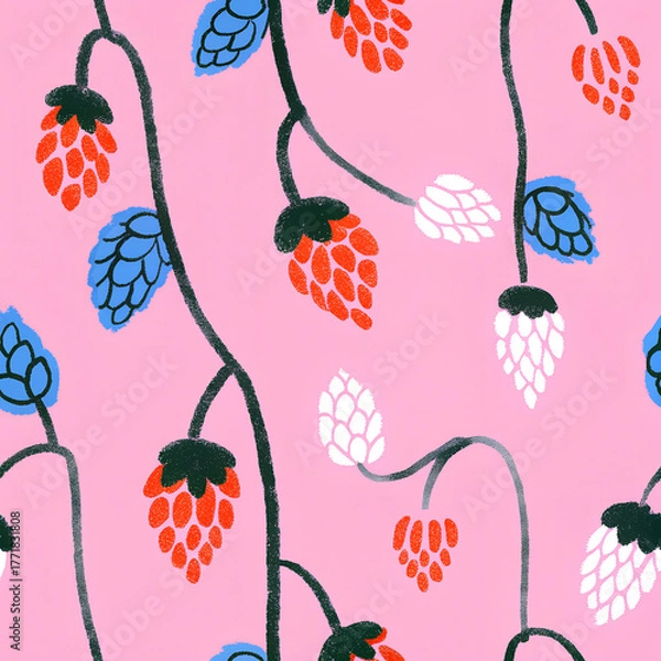 Obraz Seamless pattern with beer hops	
