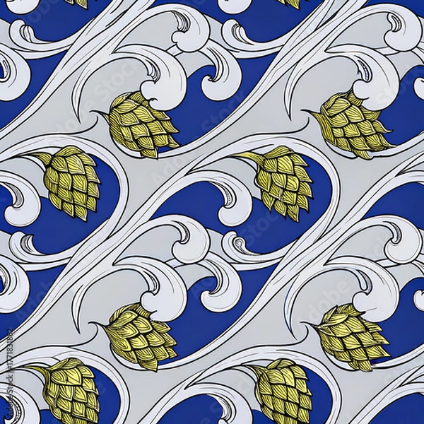 Obraz Seamless pattern with beer hops	

