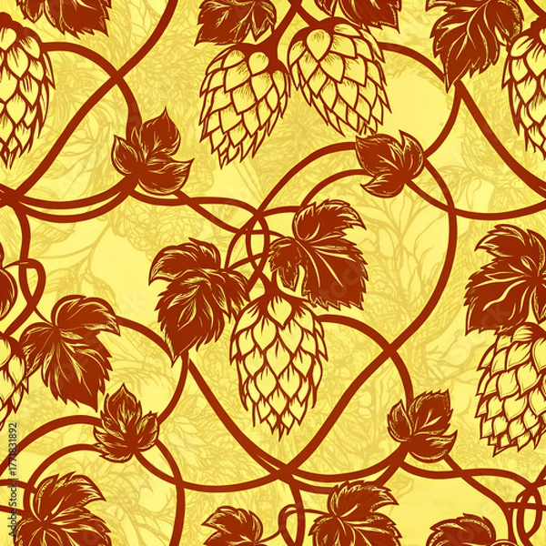 Obraz Seamless pattern with beer hops	
