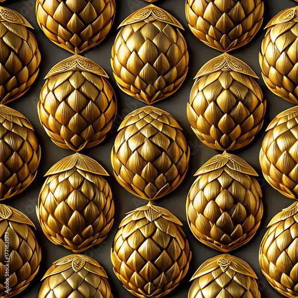 Obraz Seamless pattern with beer golden hops	
