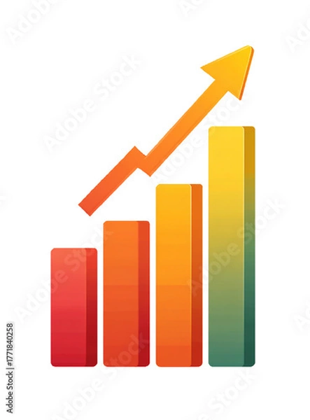Obraz Rising bar chart with upward trending arrow on black background