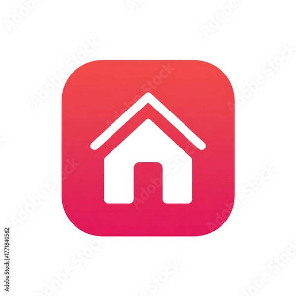 Obraz Modern red gradient home icon on a black background