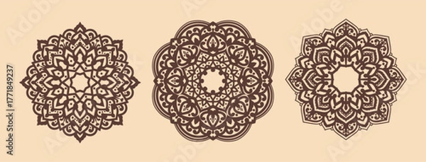 Obraz Vintage style Mandala design set background