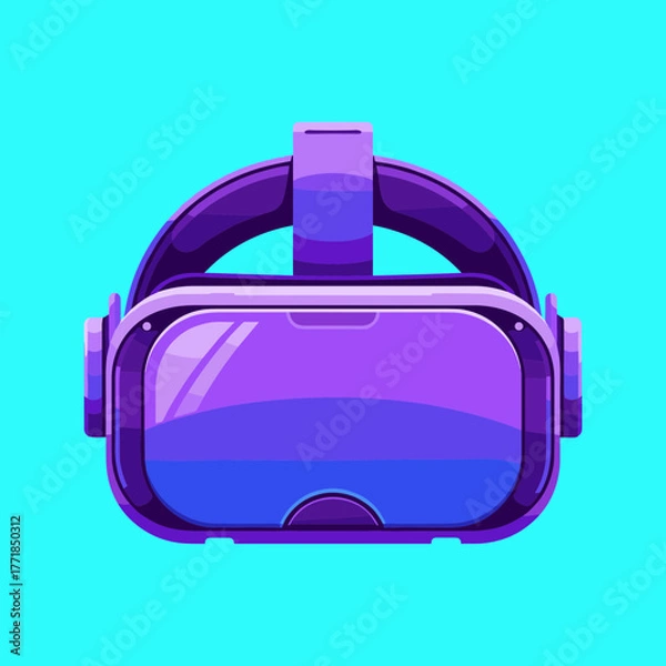 Fototapeta Purple virtual reality (VR) headset, symbolizing immersive digital experience, augmented reality, and future technology, flat vector illustration.