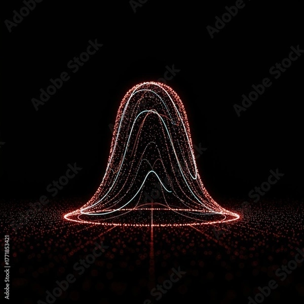 Obraz Abstract illustration of a statistical distribution curve shaped like a bell. It shows probability density, deviation, and mean value ,trend ,normal ,peaked