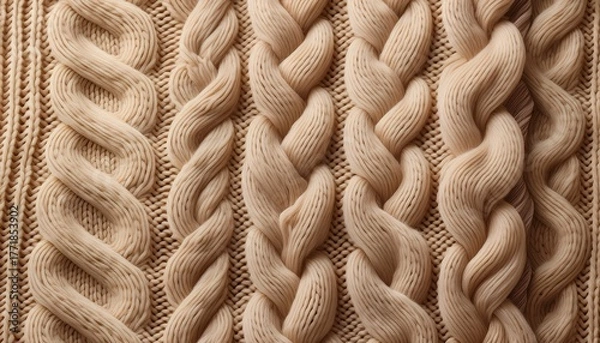 Obraz beige sweater fabric with repetitive knit pattern texture
