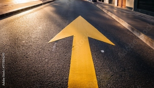 Fototapeta street featuring a yellow directional arrow marking