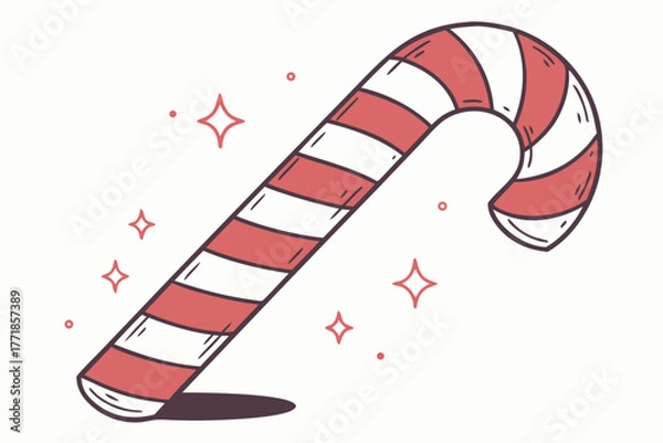 Obraz Classic striped candy cane vector icon with peppermint twist design