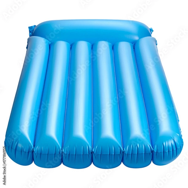 Obraz A bright blue, rectangular inflatable pool float with vertical air chambers