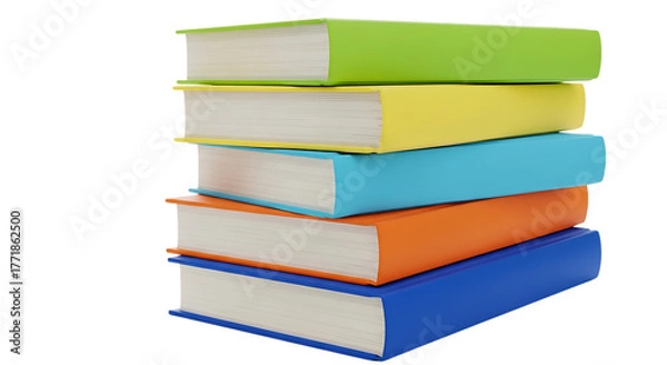 Obraz Stack of Colorful Books Background for Education and Knowledge Resources with Copy Space Isolated on Black