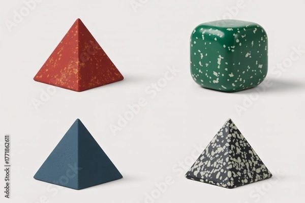 Obraz Geometric shapes decorative objects pyramid cube modern home decor elements