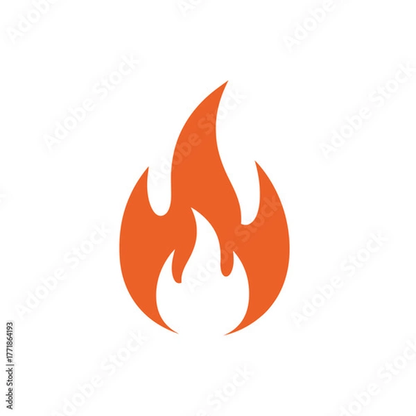 Fototapeta Red fire flame vector representing heat, danger, and energy symbol in flat minimalist style for warning or emergency themes