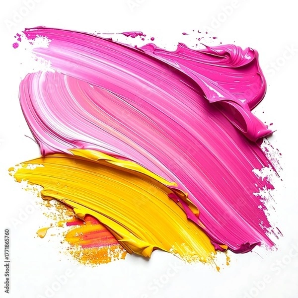 Obraz Vibrant Strokes - A Fusion of Pink and Yellow Paint Textures.