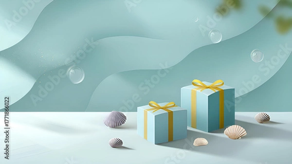 Obraz christmas gift box with snowflakes