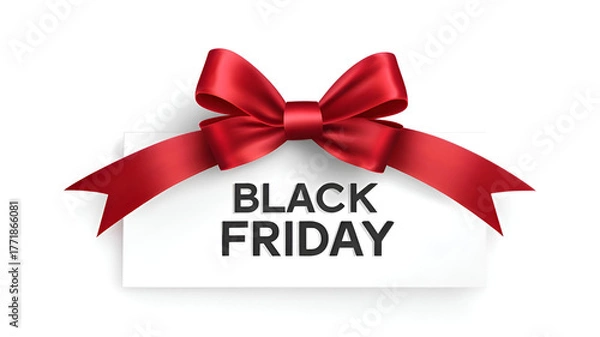 Obraz red bow with ribbon