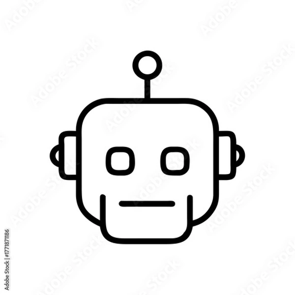 Fototapeta AI Robot Face Icon – Artificial Intelligence, Futuristic Technology, and Machine Learning Symbol
