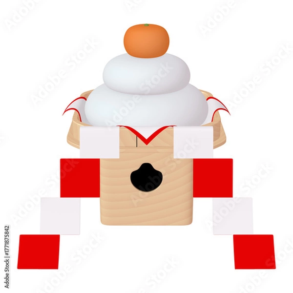 Obraz 正月のイラスト素材　鏡餅　御幣付き（1_3）