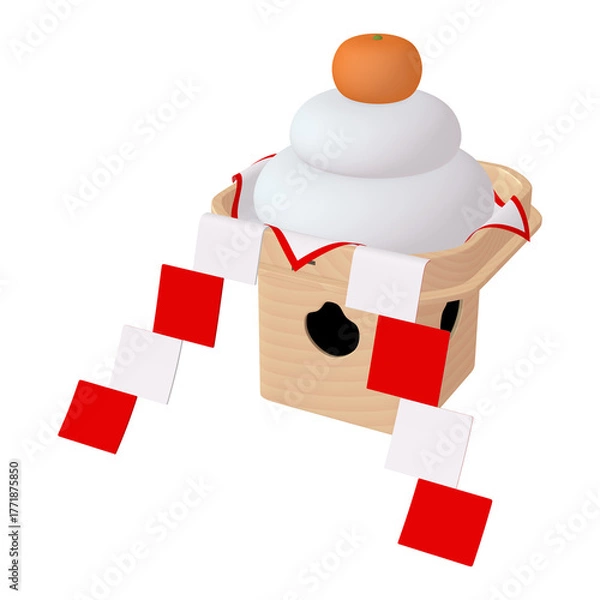 Obraz 正月のイラスト素材　鏡餅　御幣付き（1_4）