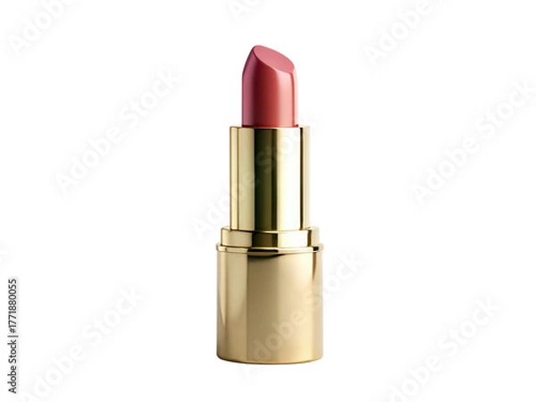 Fototapeta Closeup of a pink lipstick tube isolated on transparent background, perfect for beauty and makeup product shots, showcasing the color and texture of the cosmetic