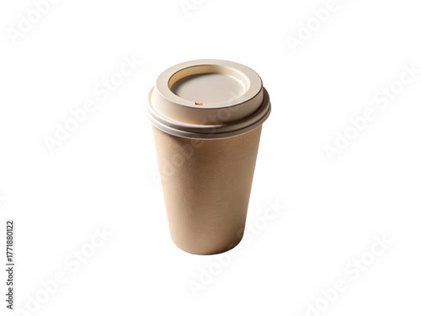 Fototapeta Ecofriendly disposable coffee cup with lid isolated on transparent background, perfect for sustainable takeaway and enjoying your favorite hot beverage in an environmentally conscious way