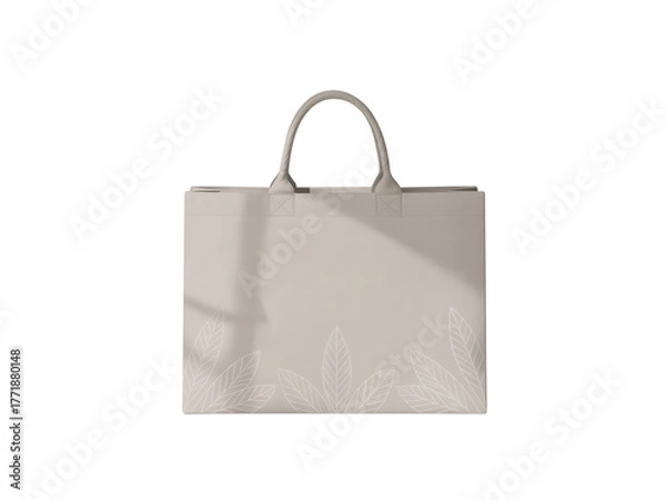 Fototapeta Elegant beige tote bag with floral design isolated on transparent background the bag is made of a soft, luxurious material, and it has a simple, yet stylish design