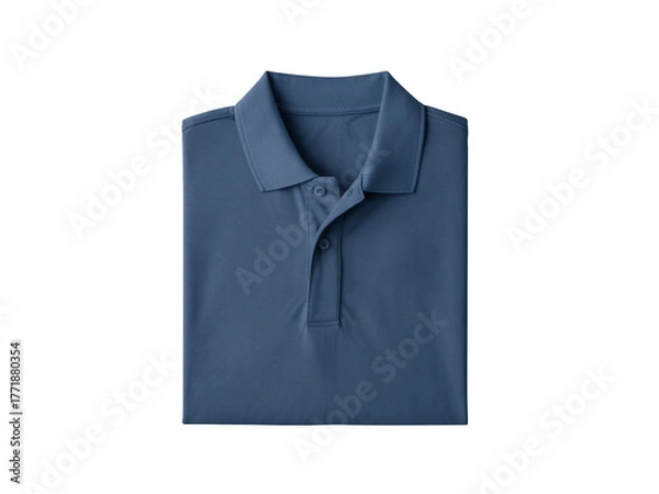 Fototapeta Folded blue polo shirt isolated on transparent background, presenting a classic and casual style, ideal for fashion catalogs, apparel designs, and promotional materials