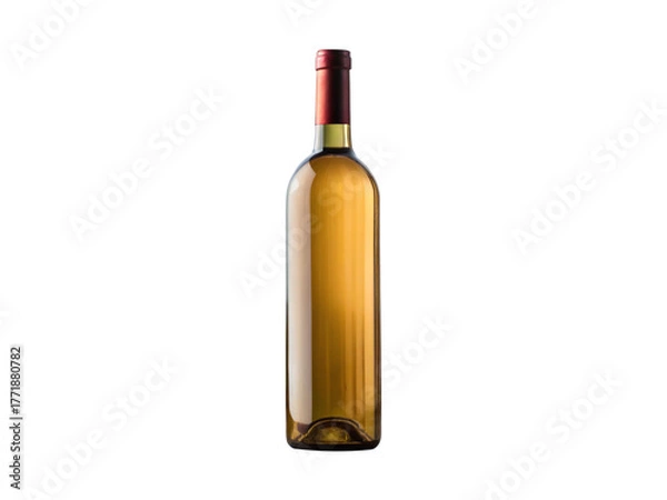Fototapeta Refined bottle of amber wine isolated on transparent background, highlighting its rich color and sophisticated shape, ideal for wine tasting, gourmet events, or beveragerelated designs