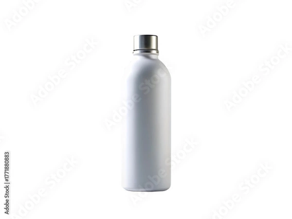 Fototapeta Sleek white reusable water bottle isolated on transparent background, perfect for staying hydrated in style and reducing plastic waste with its minimalist design and durable construction