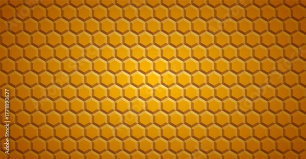 Obraz Honeycomb Hexagonal Pattern With 3d Depth Orange Yellow Background Vector Illustration
