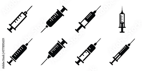 Fototapeta syringe minimal silhouette vector icon set