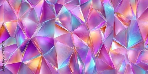 Obraz Iridescent crystal background showing vibrant geometric facets