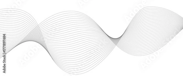 Obraz Abstract wavy grey stream element for design on transparent background isolated. frequency sound wave lines, technology, data science, business wave line background. Vector illustration.