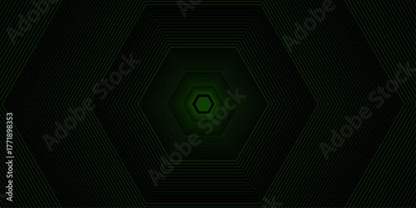 Fototapeta Dark green Geometric Hexagon Pattern. Modern Abstract Background with Tilt Diagonal Lines dark black, green Gradient institution, party, festive, banner. vector illustration.	