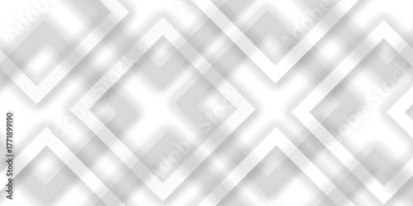 Fototapeta Abstract white and gray background. smooth abstract background.Elegant gray and white squares pattern. Grey white stripe background geometry shine and layer element vector for presentation design.