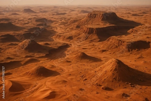 Fototapeta Aerial View of Majestic Sandstone Formations in a Desert Landscape