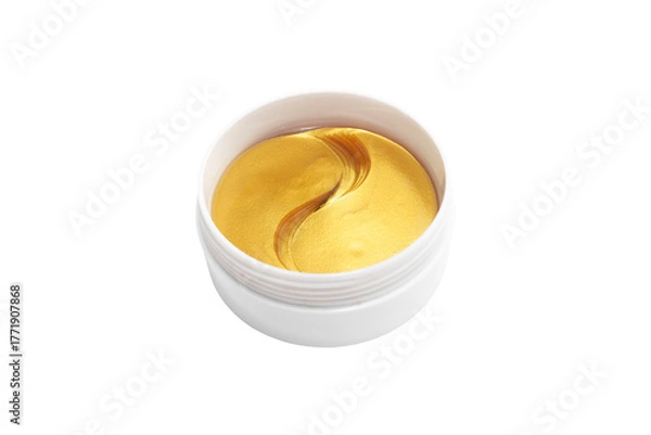 Obraz Gold hydrogel eye patches on white background.