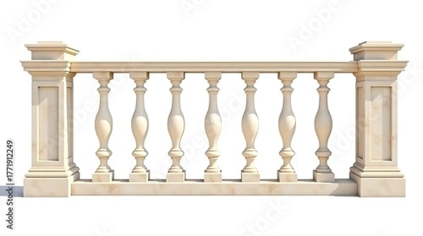 Fototapeta Decorative balustrade isolated on white background, architectural element